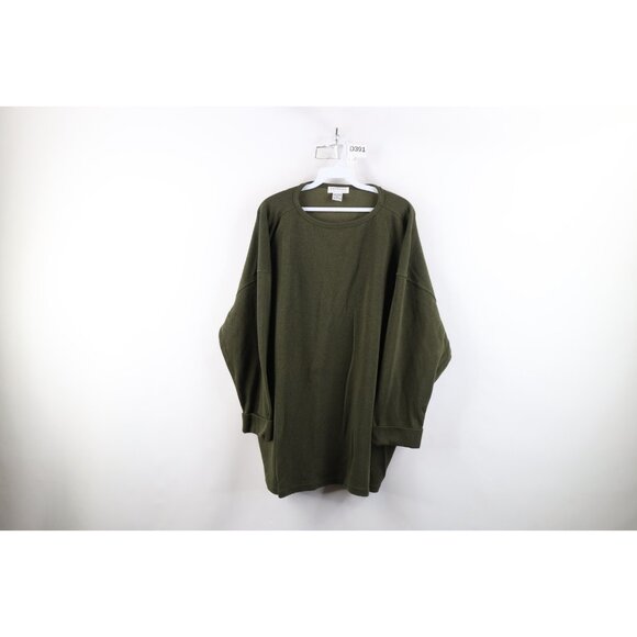 Vintage 90s Express Womens XL Blank Baggy Thermal Ribbed Knit 3/4 Sleeve T-Shirt - Picture 1 of 10